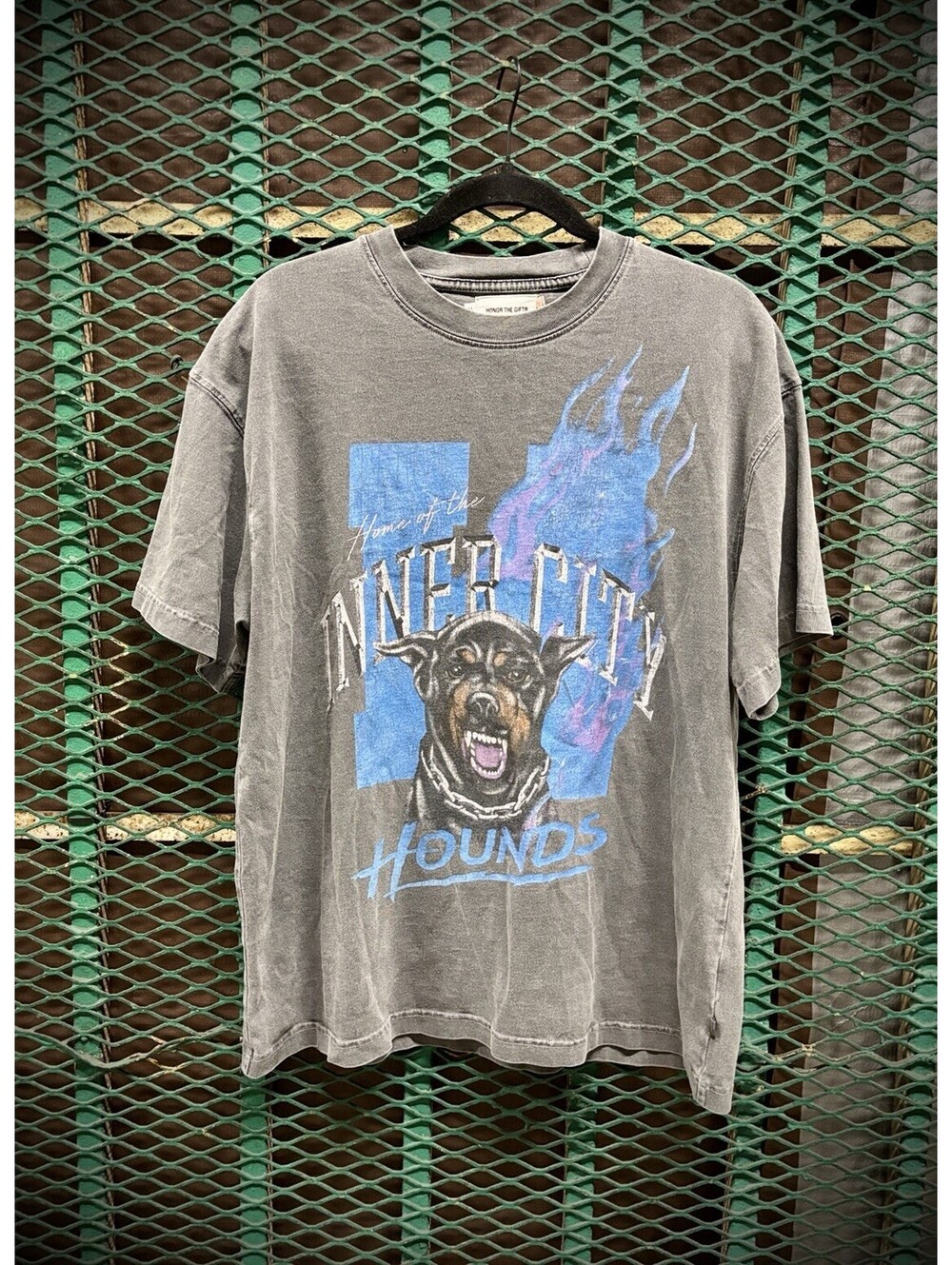 Honor The Gift Inner City Hounds Oversized T-shirt Y2K Grey Men's Medium Large